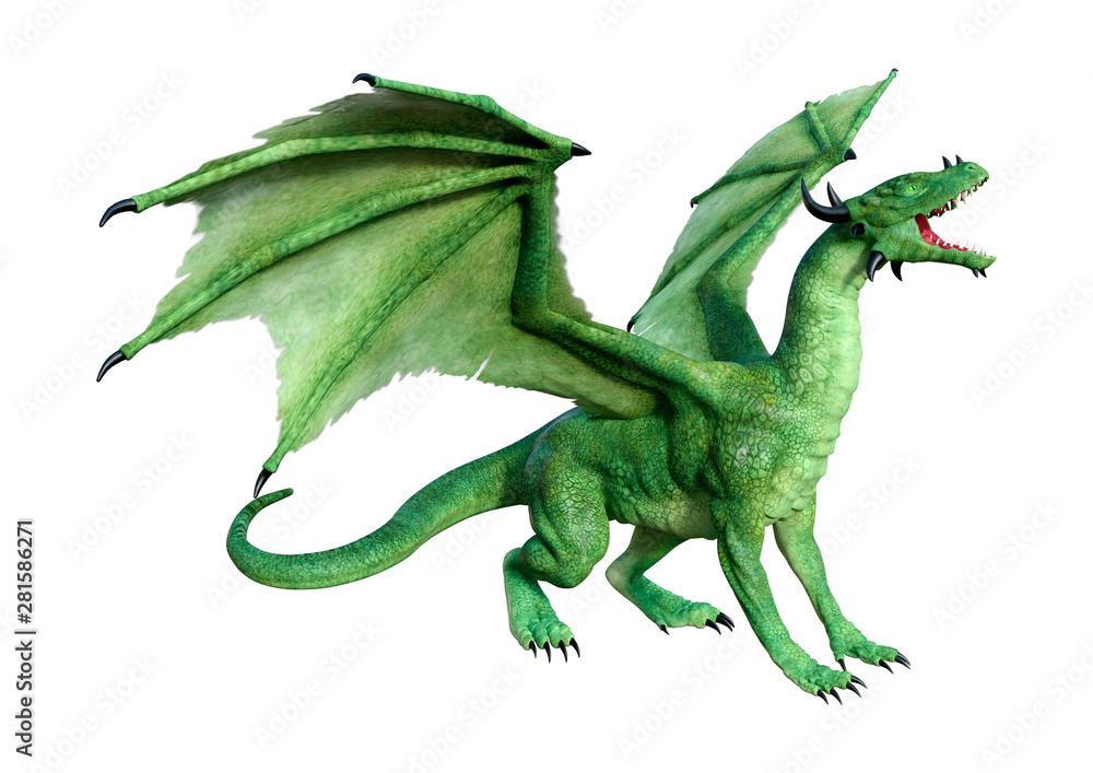 Fototapeta premium 3D Rendering Fairy Tale Dragon on White
