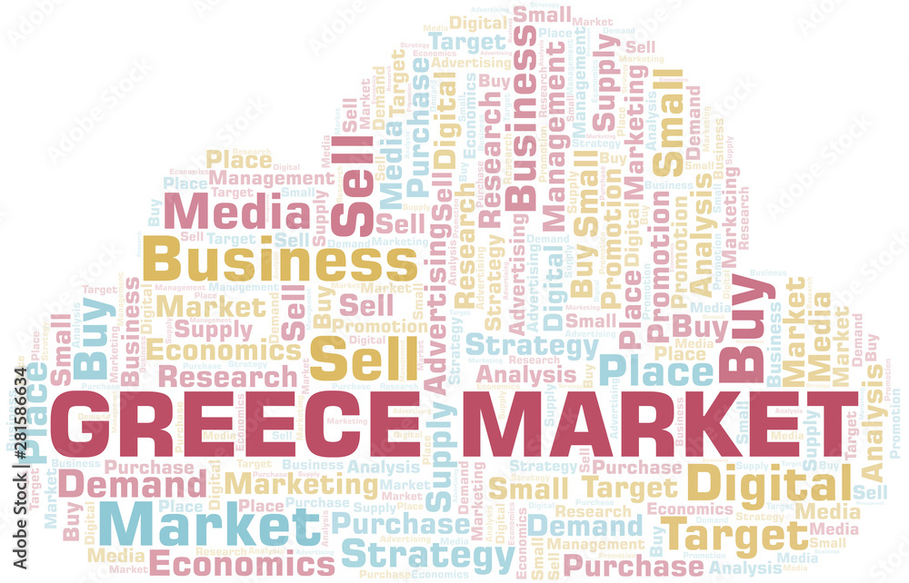 Greece Market word cloud. Vector made with text only. Greece Market word cloud. Vector made with text only.