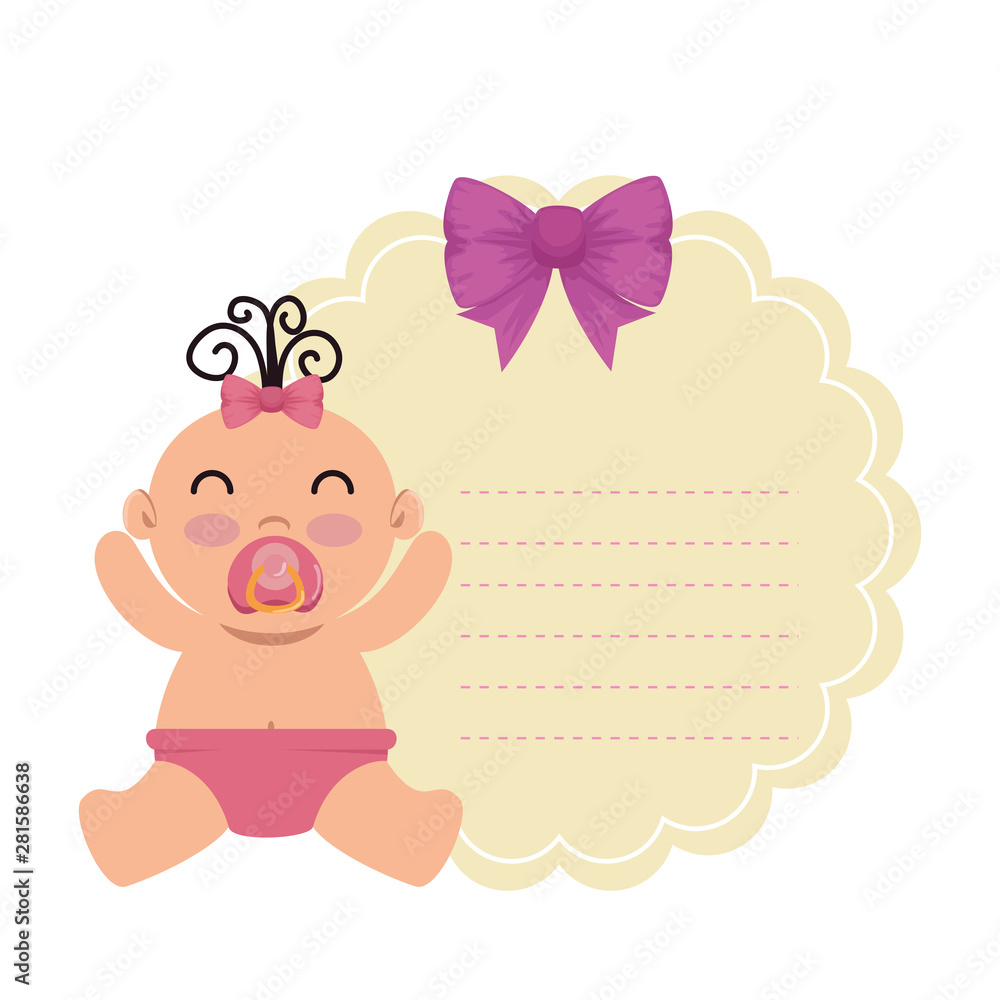 Fototapeta premium baby shower card with little newborn