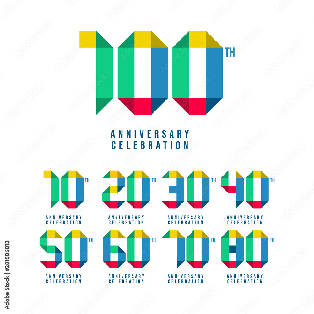 100 Th Anniversary Set Celebration Vector Template Design Illustration