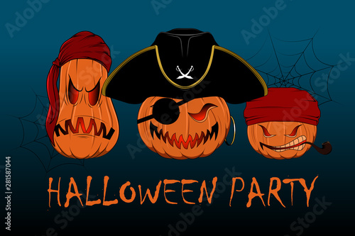 A vector image of pirate pumpkins. Illustration for Halloween.