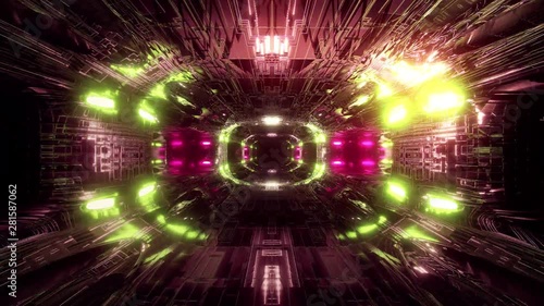 futuristic science-fiction tunnel corridor 3d illustration background wallpaper vj loop photo