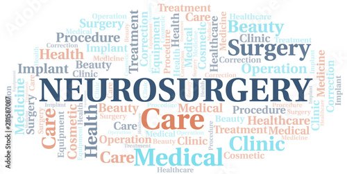Neurosurgery word cloud vector made with text only.