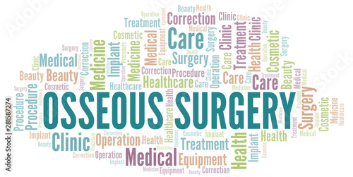 Osseous Surgery word cloud vector made with text only.