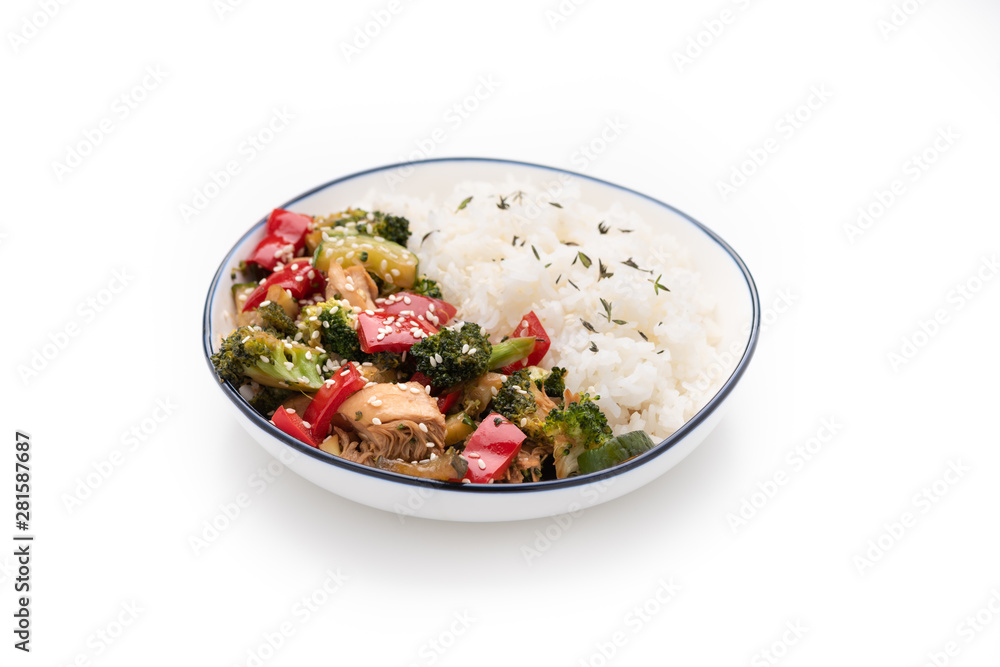 rice vegetable stir fried on isolated white background rice vegetable stir fried on isolated white background
