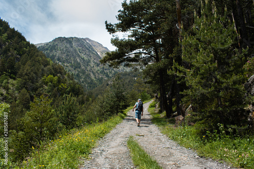 Hiking in mountains in summer at Parc Natural del Comapedrosa, Andorra