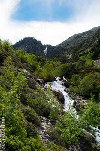 Landscape with waterfall in the mountains in summer at Parc Natural del Comapedrosa, Arinsal, Andorra © olly_plu