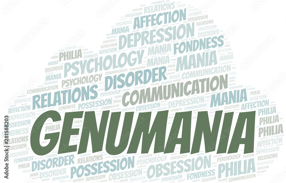Obraz premium Genumania word cloud. Type of mania, made with text only.