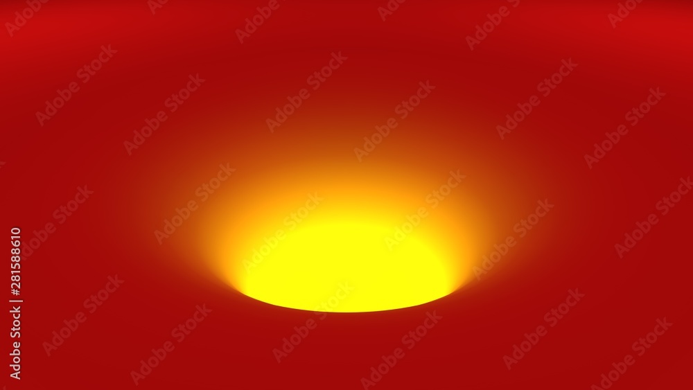 3D image of a hole in the red surface with illumination and different size and shape of balls, plastic objects randomly flying into space and falling. 3D rendering, abstraction. 3D image of a hole in the red surface with illumination and different size and shape of balls, plastic objects randomly flying into space and falling. 3D rendering, abstraction.