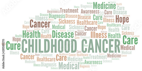 Childhood Cancer word cloud. Vector made with text only.