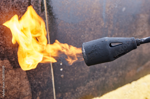 Obraz na plátne propane blowtorch close up during construction works