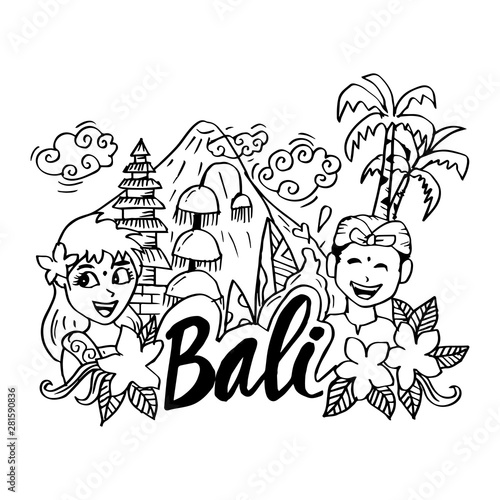 Bali sign on hand drawn doodle 