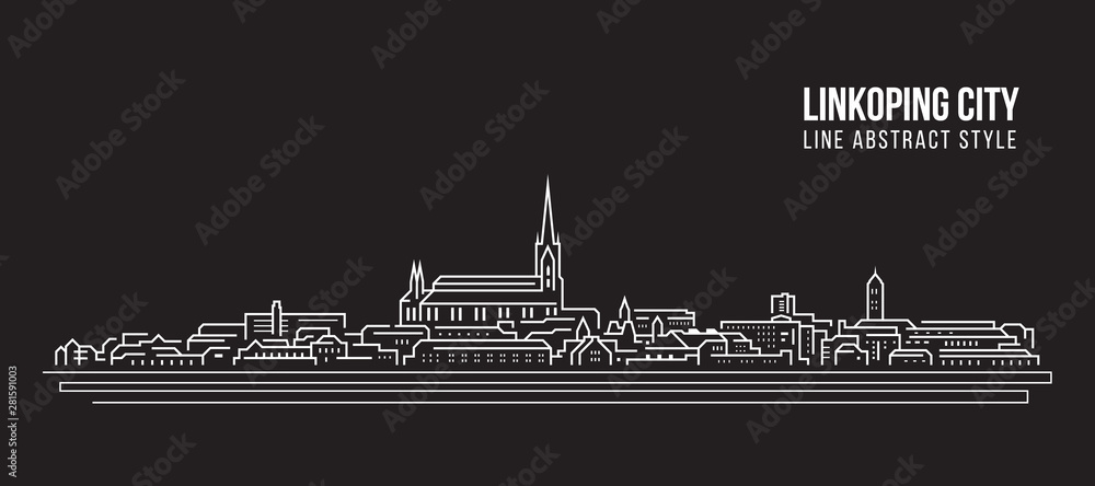 Cityscape Building Line art Vector Illustration design - Linkoping city