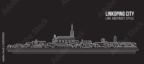 Cityscape Building Line art Vector Illustration design - Linkoping city