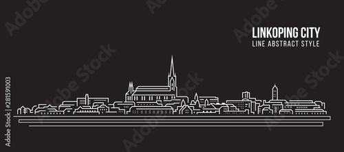 Foto Cityscape Building Line art Vector Illustration design - Linkoping city
