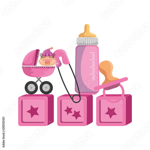baby shower card with little newborn and accessories