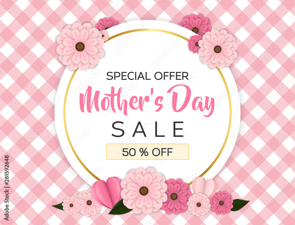 mother's day sale banner template decorated with flower and heart mother's day sale banner template decorated with flower and heart