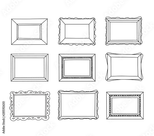 Hand drawn frames set. Cartoon style. Vector.