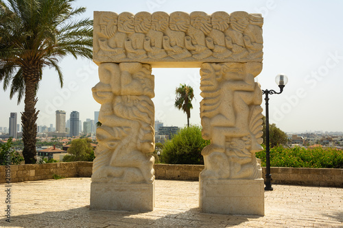 Tel Aviv and Old Yaffa city public park panoramic view Israel photo