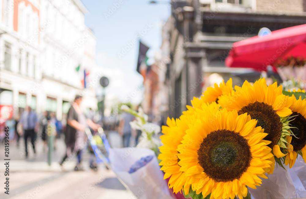 Fototapeta premium Market Flowers on Dublin Streets.