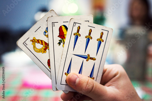 Spanish game cards Truco, a typical trick game in Latin America photo