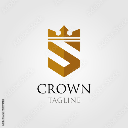 vintage crown logo and letter S symbol