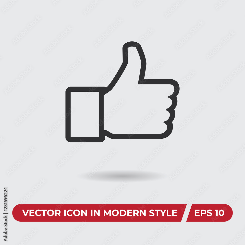 Thumb up vector icon in modern style for web site and mobile app Thumb up vector icon in modern style for web site and mobile app