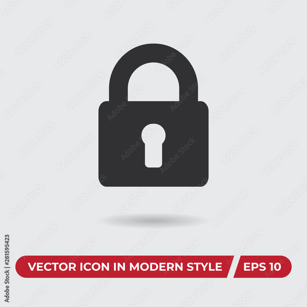 Locked padlock vector icon in modern style for web site and mobile app Locked padlock vector icon in modern style for web site and mobile app