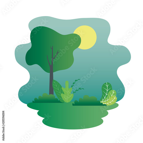 camp field landscape scene icon