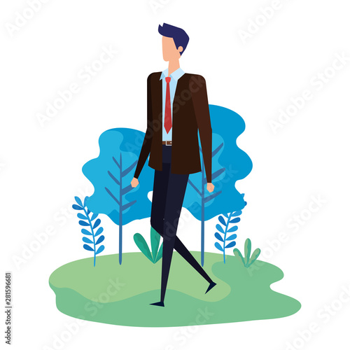 elegant businessman worker in the camp