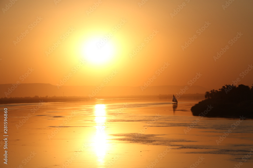 Coucher de soleil Felouque Nil Egypte