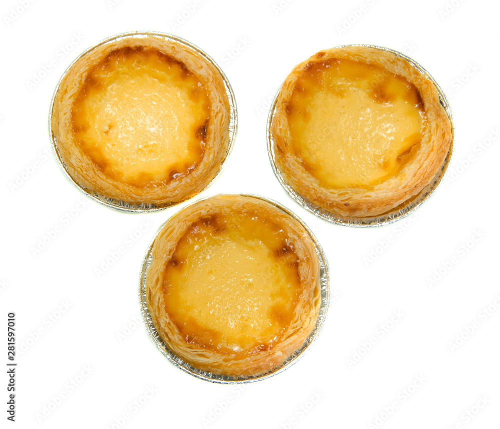 egg tart isolated on white background egg tart isolated on white background