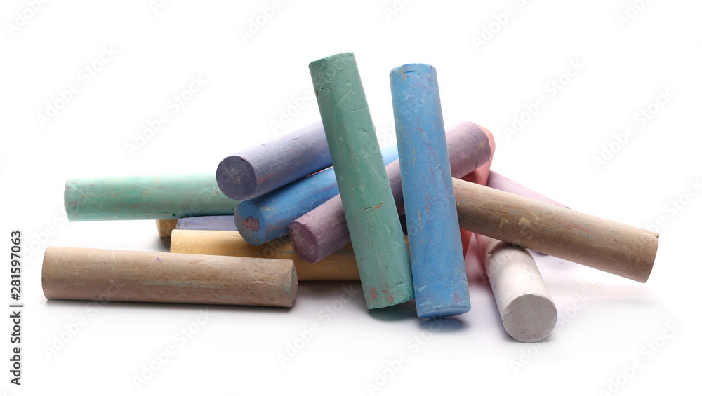 Colorful chalks isolated on white background Colorful chalks isolated on white background