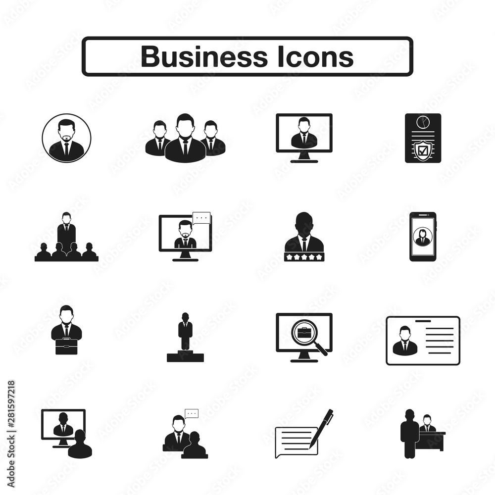 Business Icon set. Flat style vector EPS.