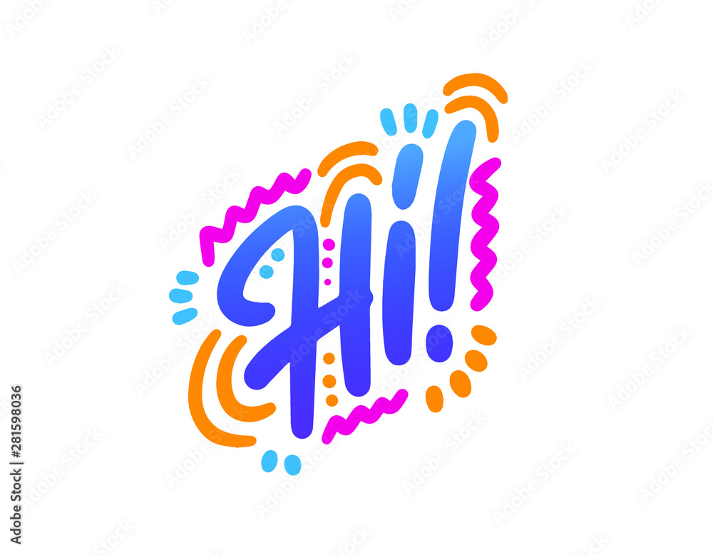 Hi! Lettering for T-shirt, notebook and postcard. Vector illustration, simple design.