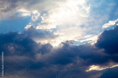 bright blue sky. heavy clouds and clouds before the rain. Natural background