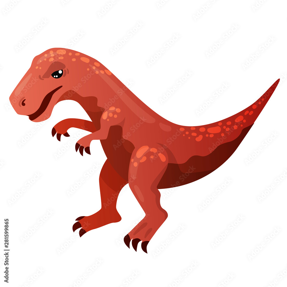 Big evil red Tirex Tyrannosaurus Rex dinosaur, aggressive full-length, on  an isolated white background, predatory, scary, in a cartoon style, villain  Stock Vector | Adobe Stock