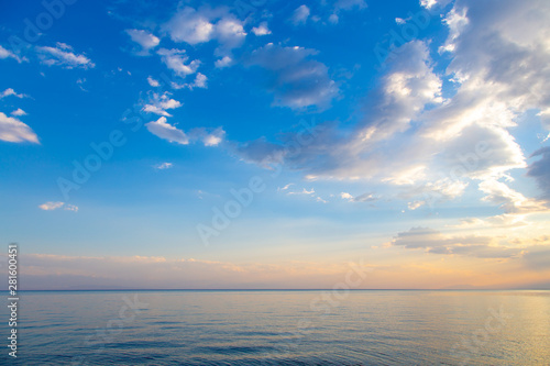 sky sunset sea. Beautiful clouds, soft colors. Natural background