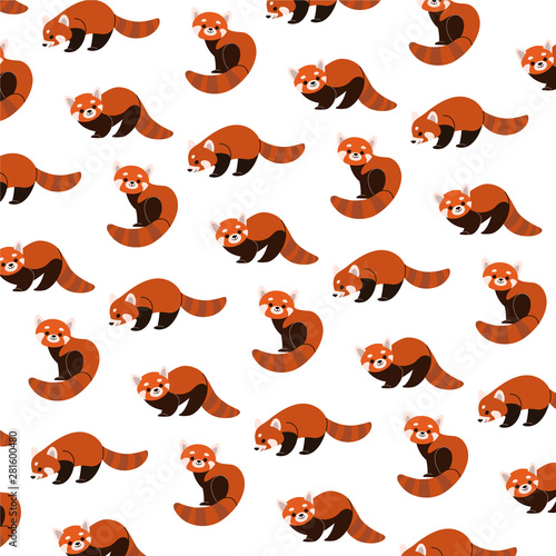 Cartoon happy red panda - simple trendy pattern with animals. Flat vector illustration for prints, clothing, packaging and postcards. 