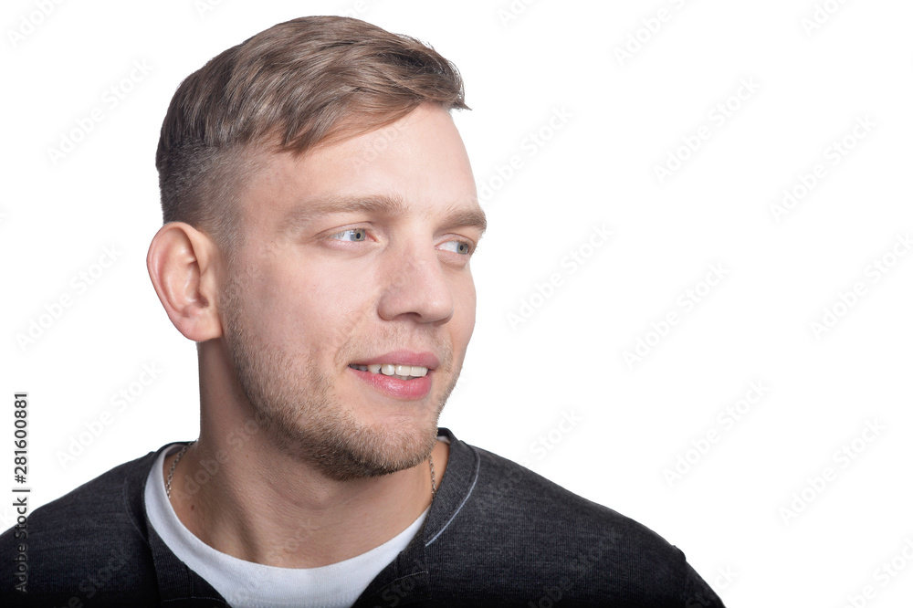 Handsome man posing isolated on white background Handsome man posing isolated on white background