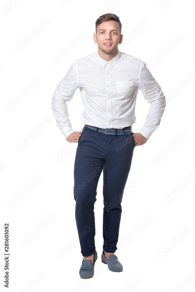 Portrait of handsome young man wearing white shirt Portrait of handsome young man wearing white shirt