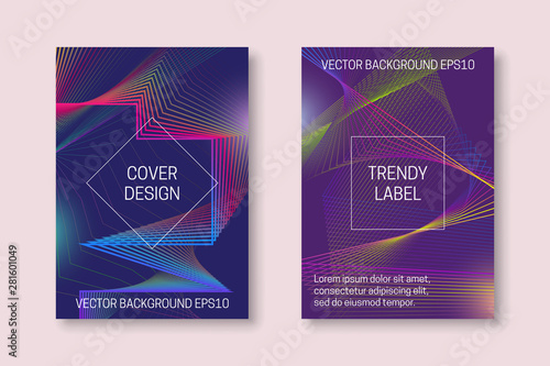 Vibrant cover design with colorful pulsation backdrop. Trendy brochures or packaging backgrounds.