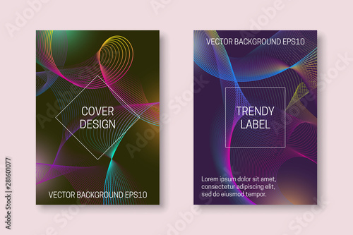 Vibrant cover template with colorful winding backdrop. Trendy brochures or packaging backgrounds.