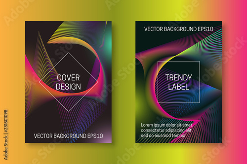 Vibrant cover design with colorful futuristic backdrop. Trendy brochures or packaging backgrounds.