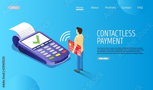 Contactless payment vector website landing page design template