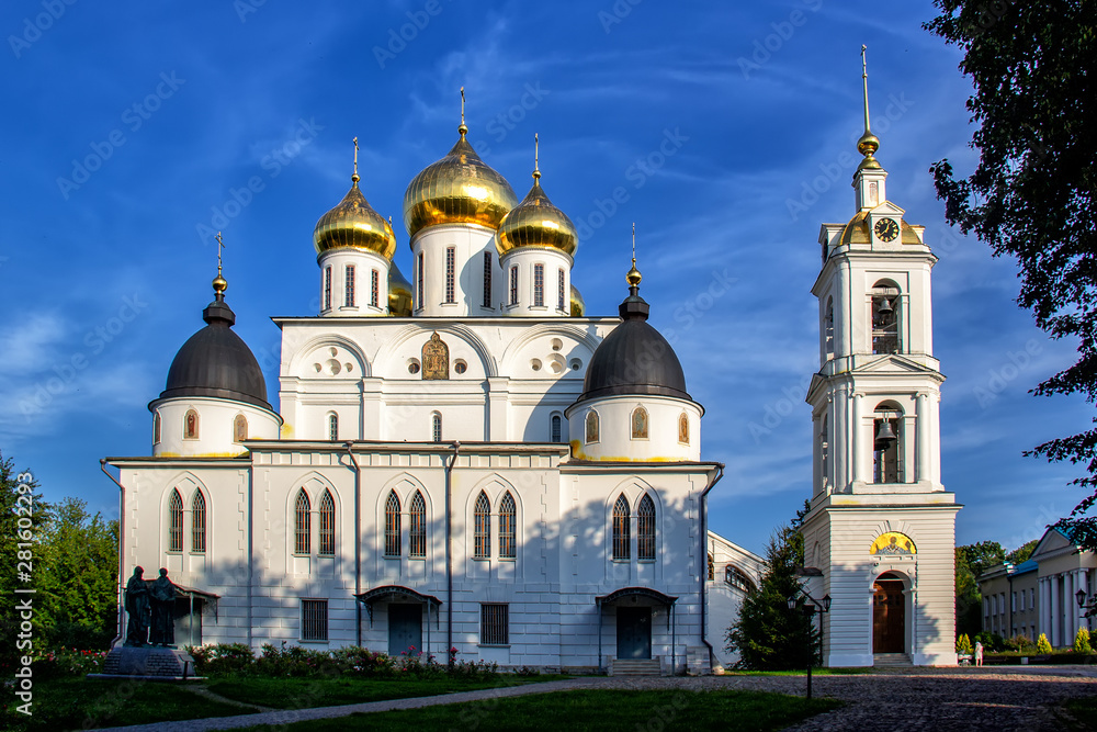 Dmitrov, Russia - JULY 27, 2019: Assumption Cathedral in Dmitrov Kremlin