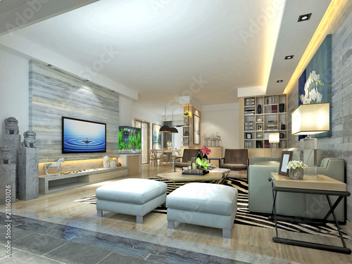3d render of living room interior © esin