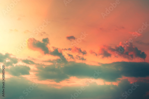 Beautiful sky with cloud and empty area for text. concept Nature for presentation background, Beautiful colorful sky with sunlight. Environment and beauty