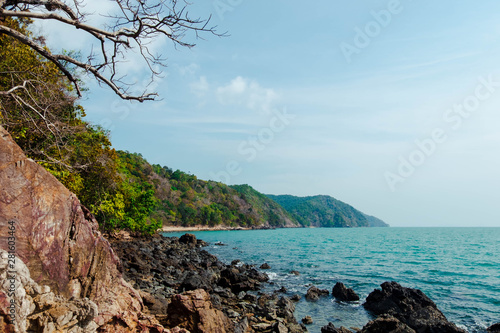 scenery of untouched sea shore in sea south Thailand,Phang Nga,Koh Yao Yai