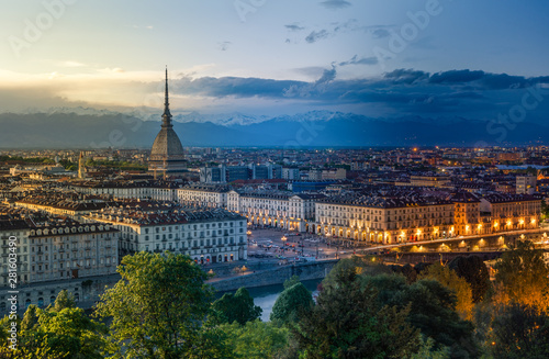 Turin view at 3 differente hour in the same frame.